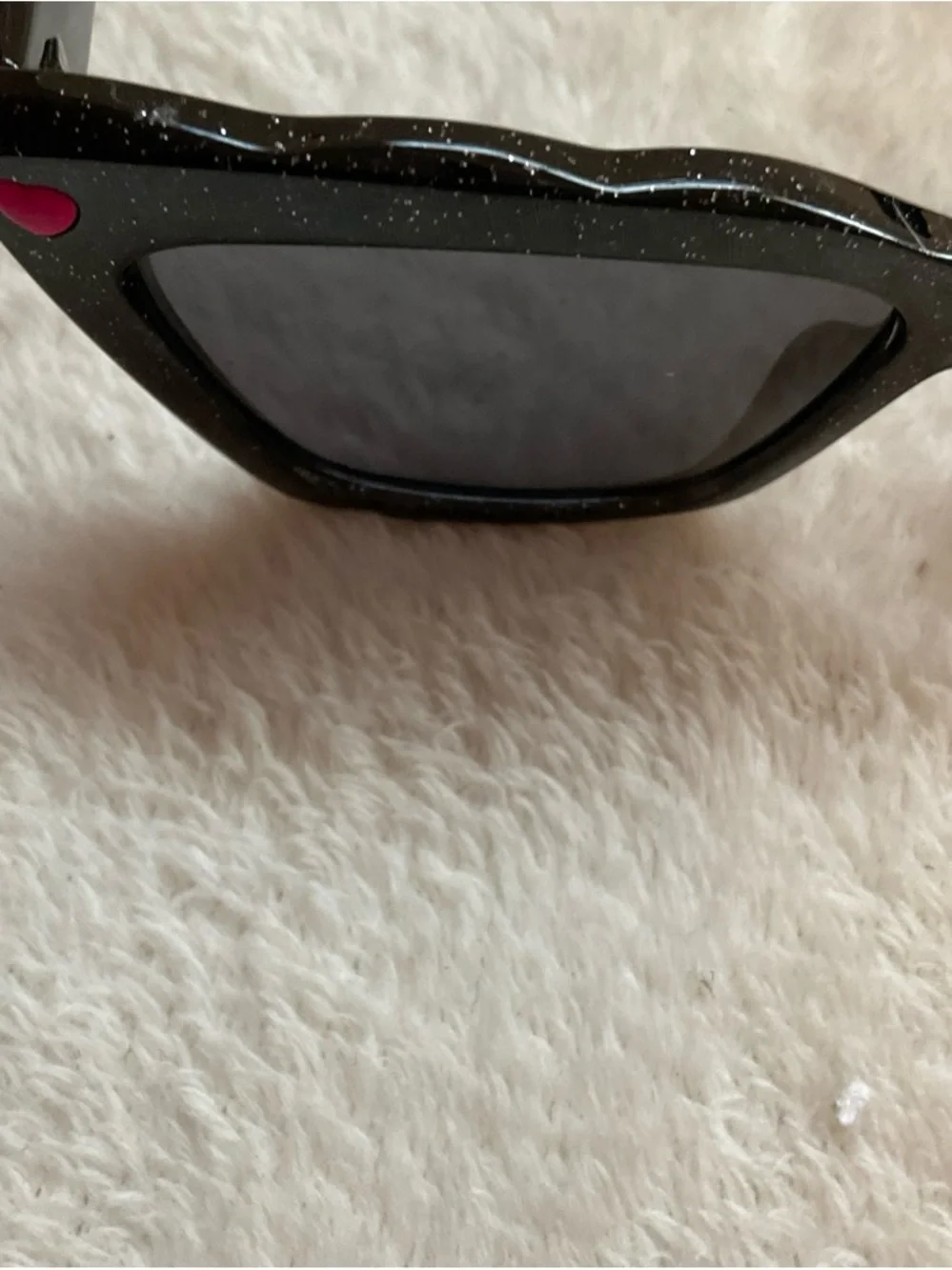 Betsey Johnson Black Cat-Eye Sunglasses with Pink Heart Accents